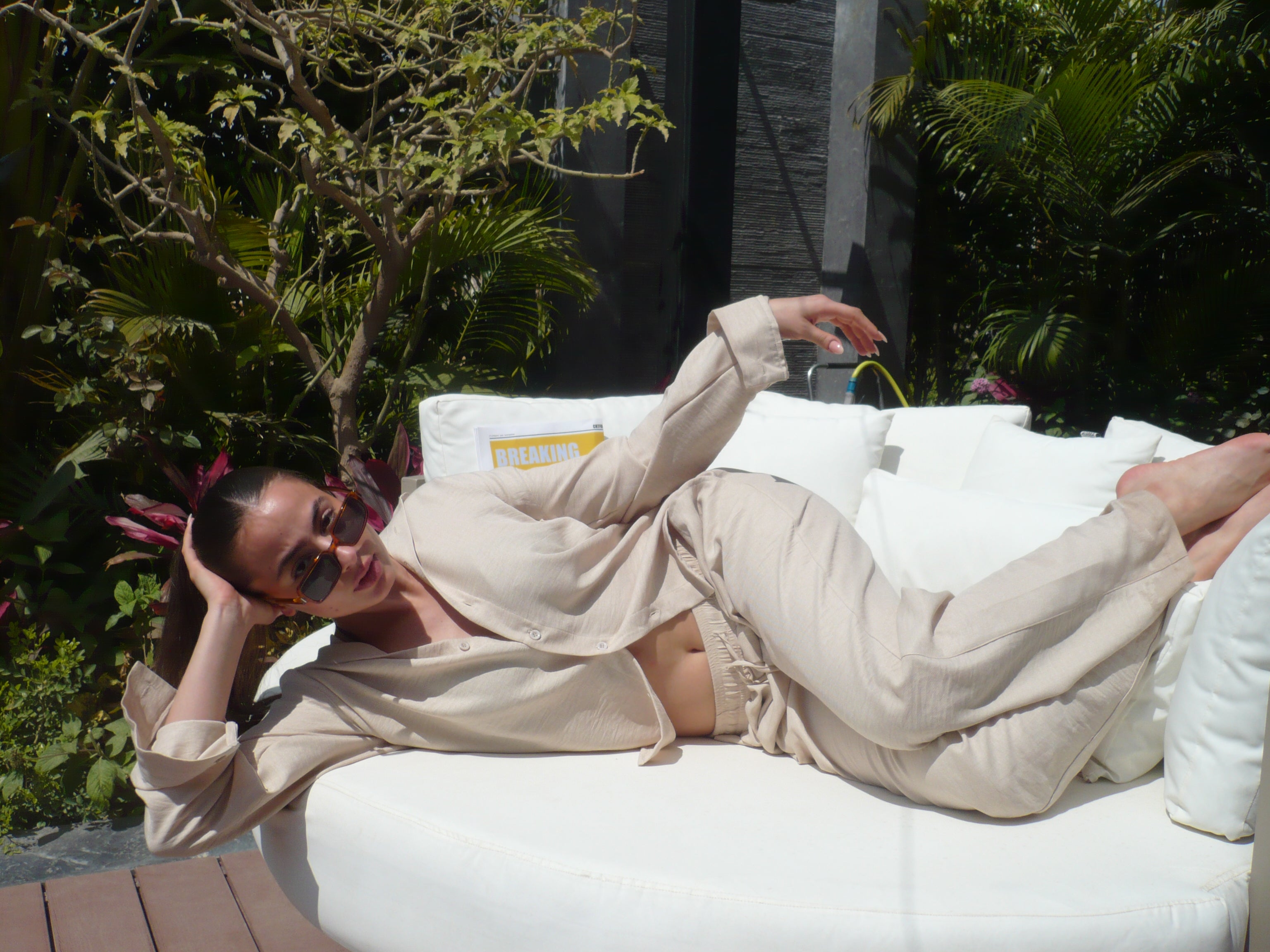 beige  linen pants